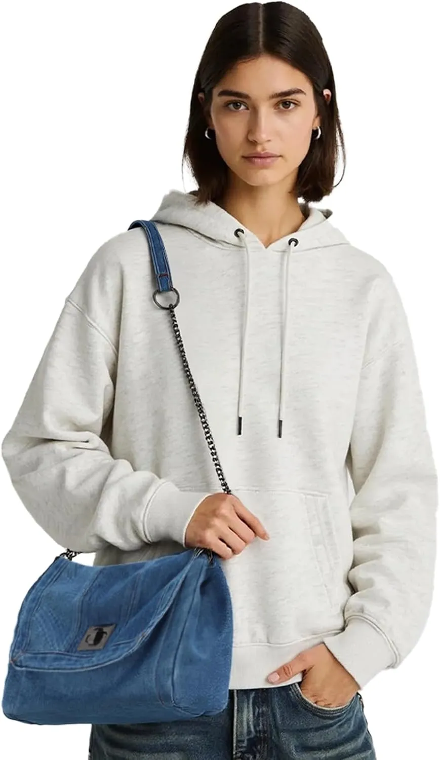 Emprier Denim Shoulder Bags for Women Retro Hobo Purse With Adjustable Chain Fashion Tote Handbags