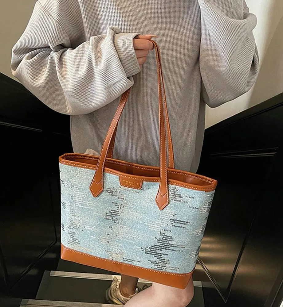 Epsion 2025 Pu Leather Tote Bag for Women Large Shoulder Bag with Zipper Work Shopper Handbag Travel Purse