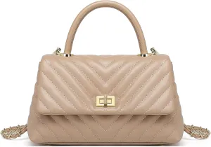 ER.Roulour Quilted Crossbody Bags for Women, Trendy Roomy Shoulder Handbags with Flap Gold Hardware Chain Purses Shoulder Bag