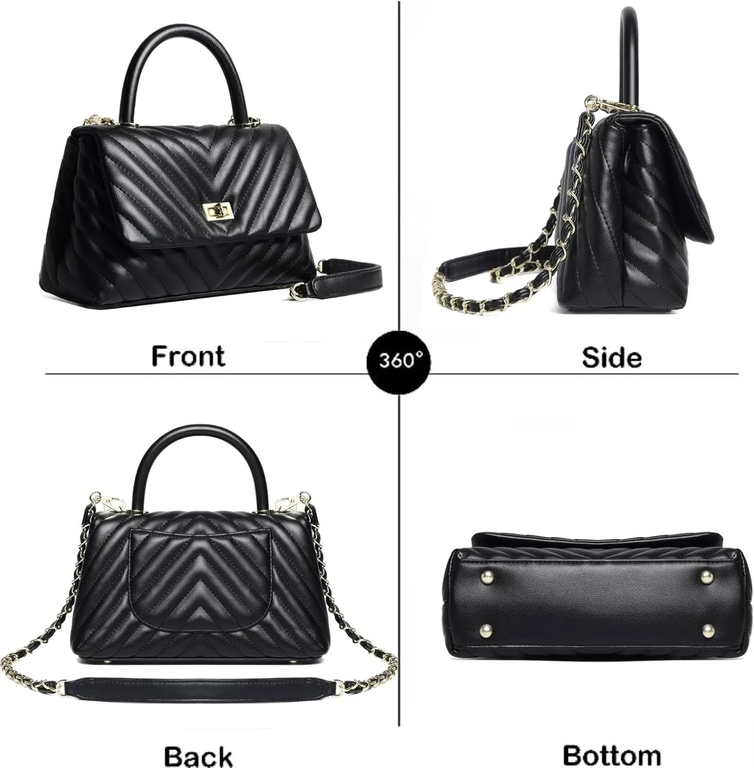 ER.Roulour Quilted Crossbody Bags for Women, Trendy Roomy Shoulder Handbags with Flap Gold Hardware Chain Purses Shoulder Bag