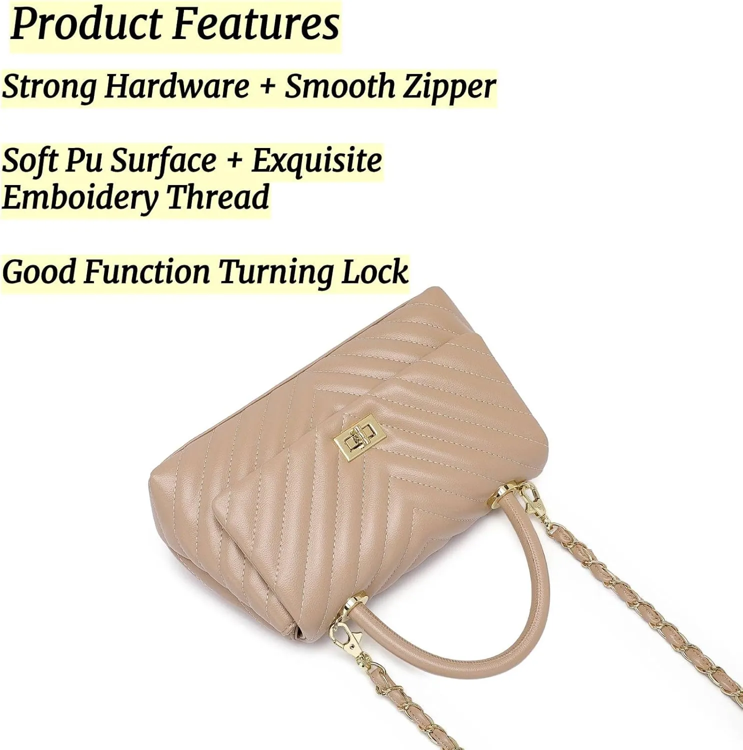 ER.Roulour Quilted Crossbody Bags for Women, Trendy Roomy Shoulder Handbags with Flap Gold Hardware Chain Purses Shoulder Bag