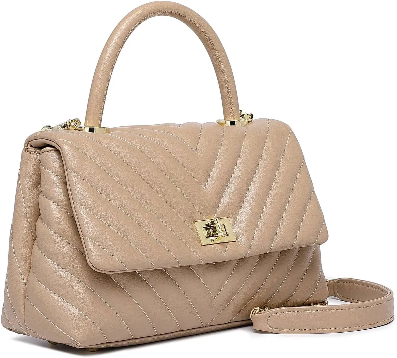 ER.Roulour Quilted Crossbody Bags for Women, Trendy Roomy Shoulder Handbags with Flap Gold Hardware Chain Purses Shoulder Bag