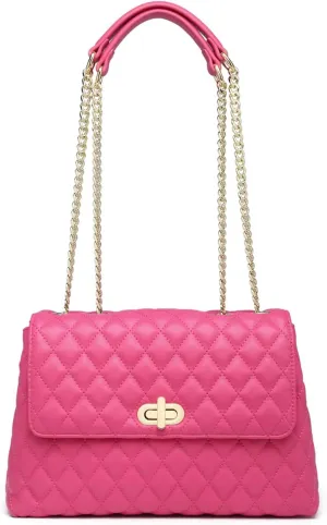 ER.Roulour Quilted Crossbody Bags for Women, Trendy Roomy Shoulder Handbags with Flap Gold Hardware Chain Purses Shoulder Bag