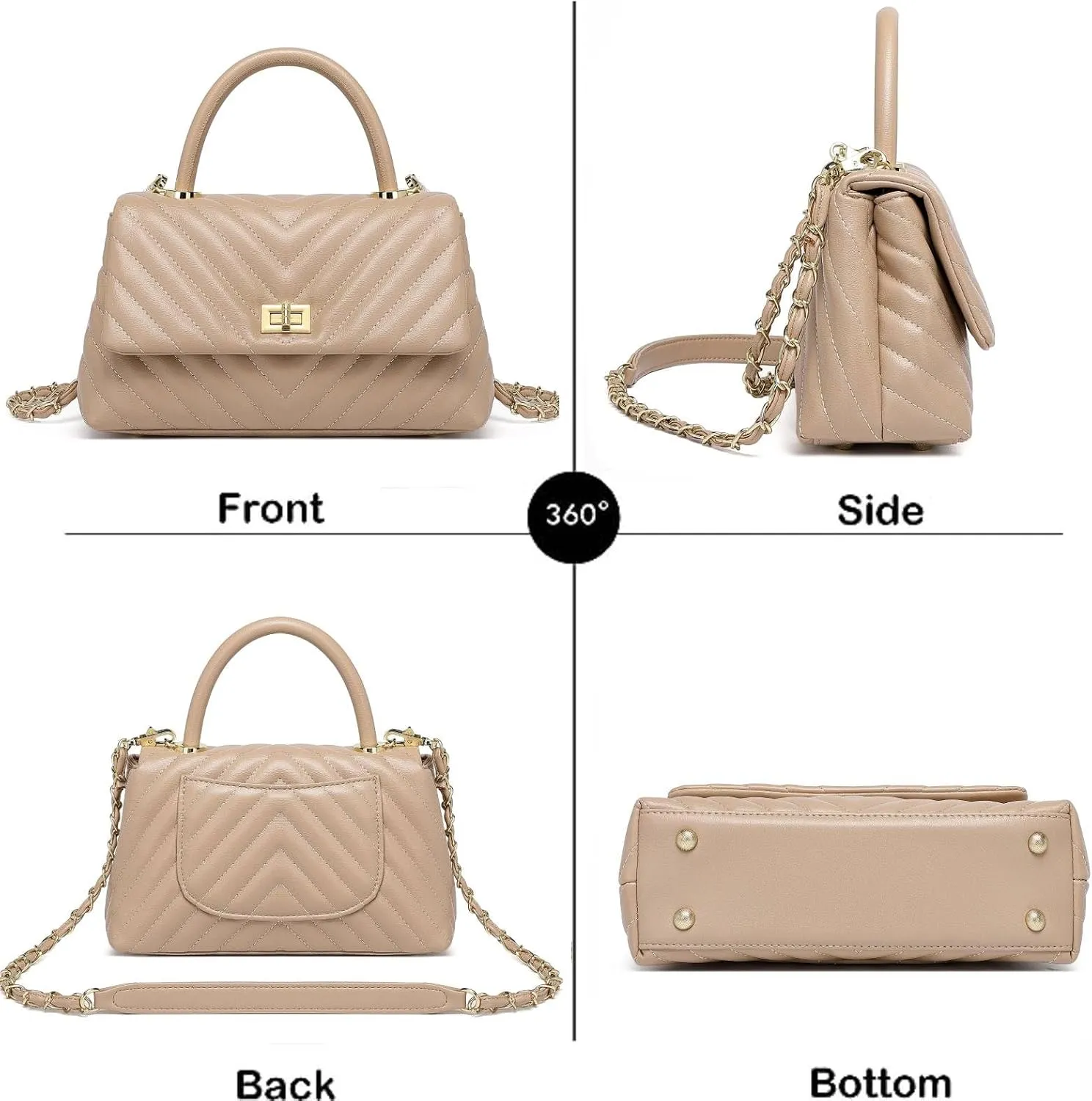 ER.Roulour Quilted Crossbody Bags for Women, Trendy Roomy Shoulder Handbags with Flap Gold Hardware Chain Purses Shoulder Bag