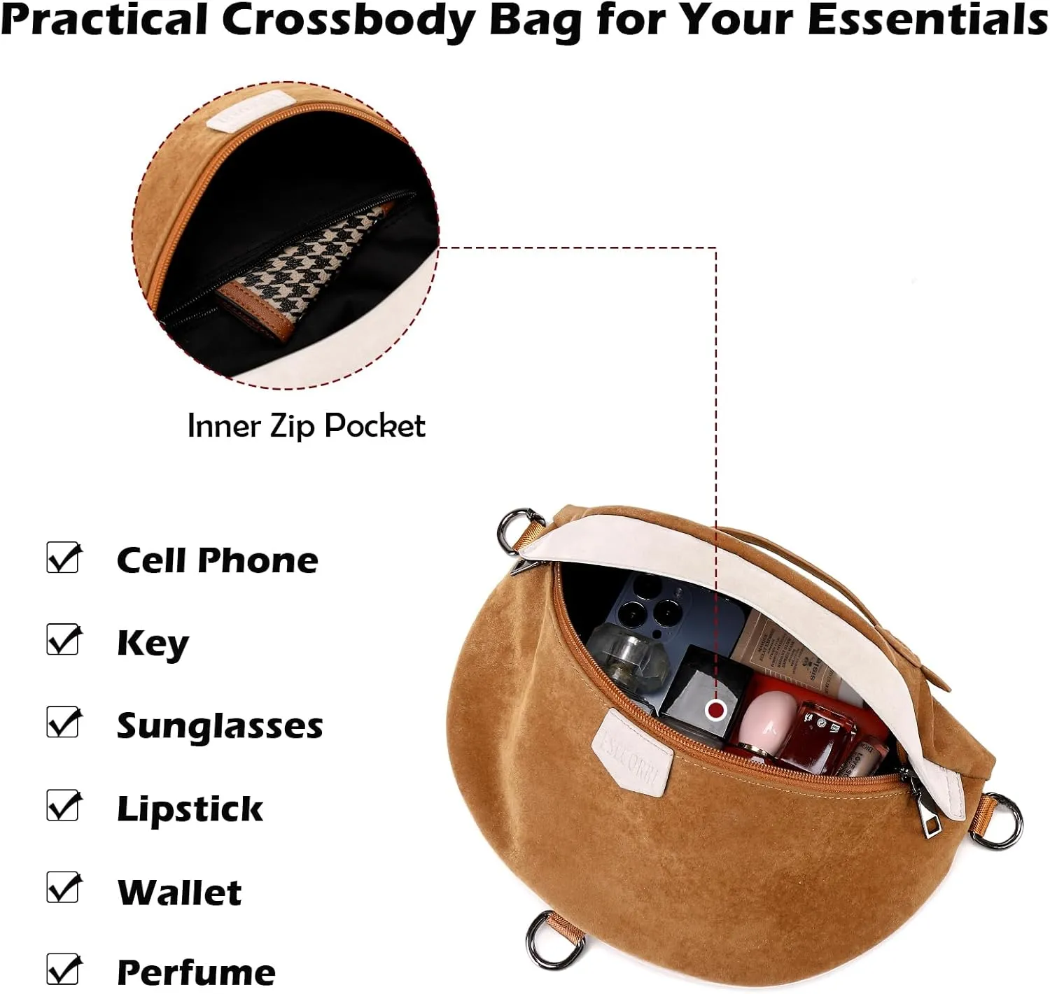 Eslcorri Crossbody Bags for Women - Fashion Sling Purse Shoulder Bag Fanny Pack Leather Causal Chest Bum Bag Cross Body Purse