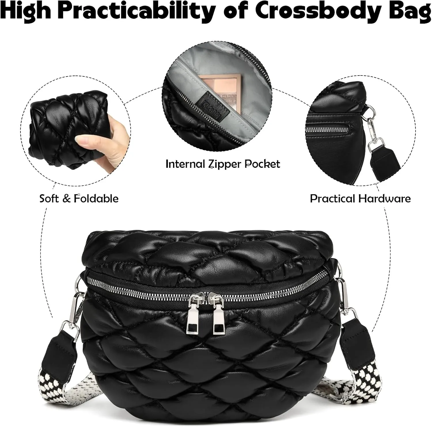 Eslcorri Crossbody Bags for Women - Fashion Sling Purse Shoulder Bag Fanny Pack Leather Causal Chest Bum Bag Cross Body Purse