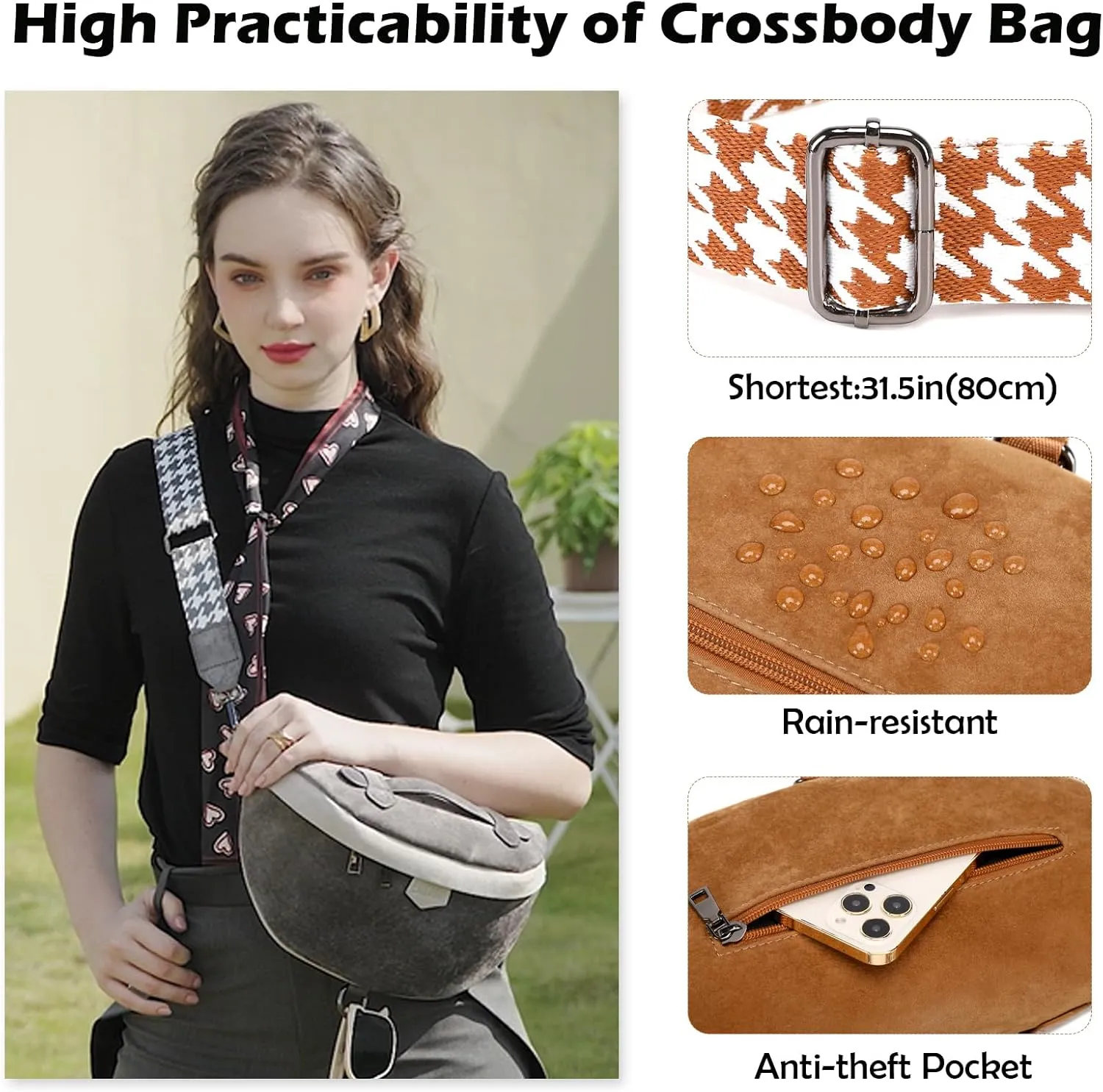 Eslcorri Crossbody Bags for Women - Fashion Sling Purse Shoulder Bag Fanny Pack Leather Causal Chest Bum Bag Cross Body Purse