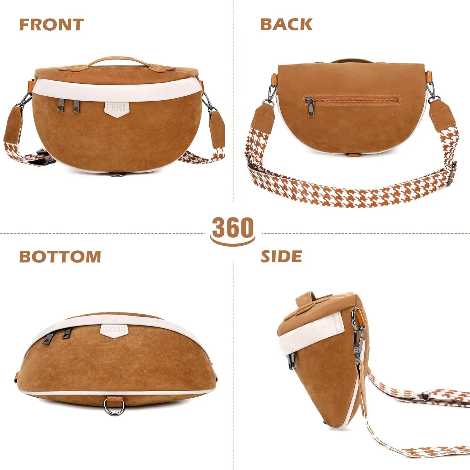 Eslcorri Crossbody Bags for Women - Fashion Sling Purse Shoulder Bag Fanny Pack Leather Causal Chest Bum Bag Cross Body Purse