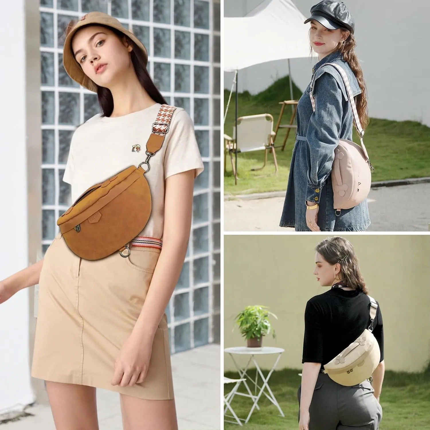 Eslcorri Crossbody Bags for Women - Fashion Sling Purse Shoulder Bag Fanny Pack Leather Causal Chest Bum Bag Cross Body Purse