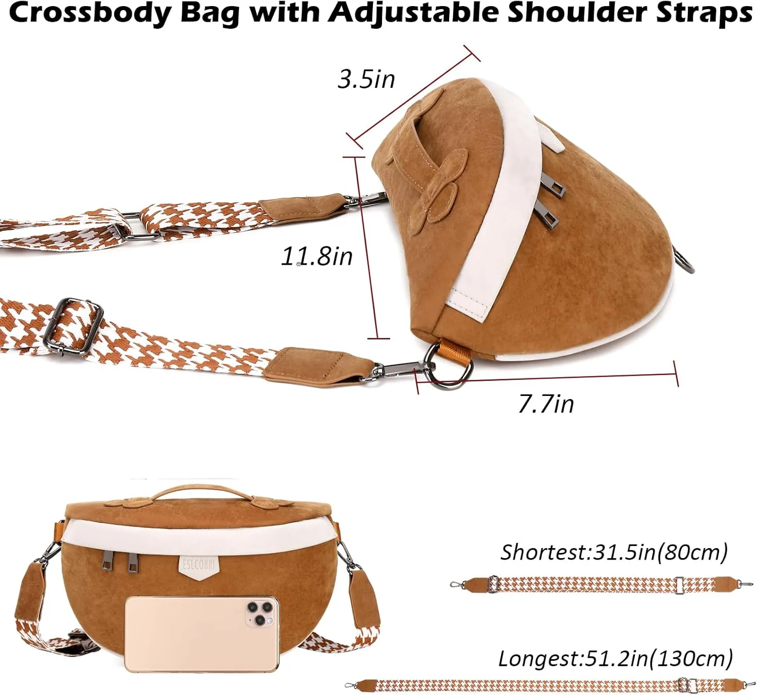 Eslcorri Crossbody Bags for Women - Fashion Sling Purse Shoulder Bag Fanny Pack Leather Causal Chest Bum Bag Cross Body Purse