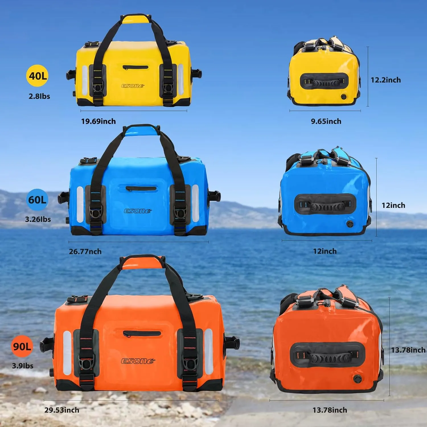 ESONE Dry Bags Waterproof Backpack for Men/Women Dry Bags for Kayaking Waterproof Backpack for Travel Dry Bag Backpack Waterproof Duffel Bag Applicable Boating Camping Paddle Board Surfing