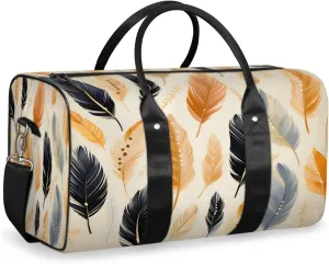 Ethnic Feathers Travel Duffle Bag, Sports Gym Bags for Women Men, Carry On Weekender Overnight Workout Airplane Trips Bag