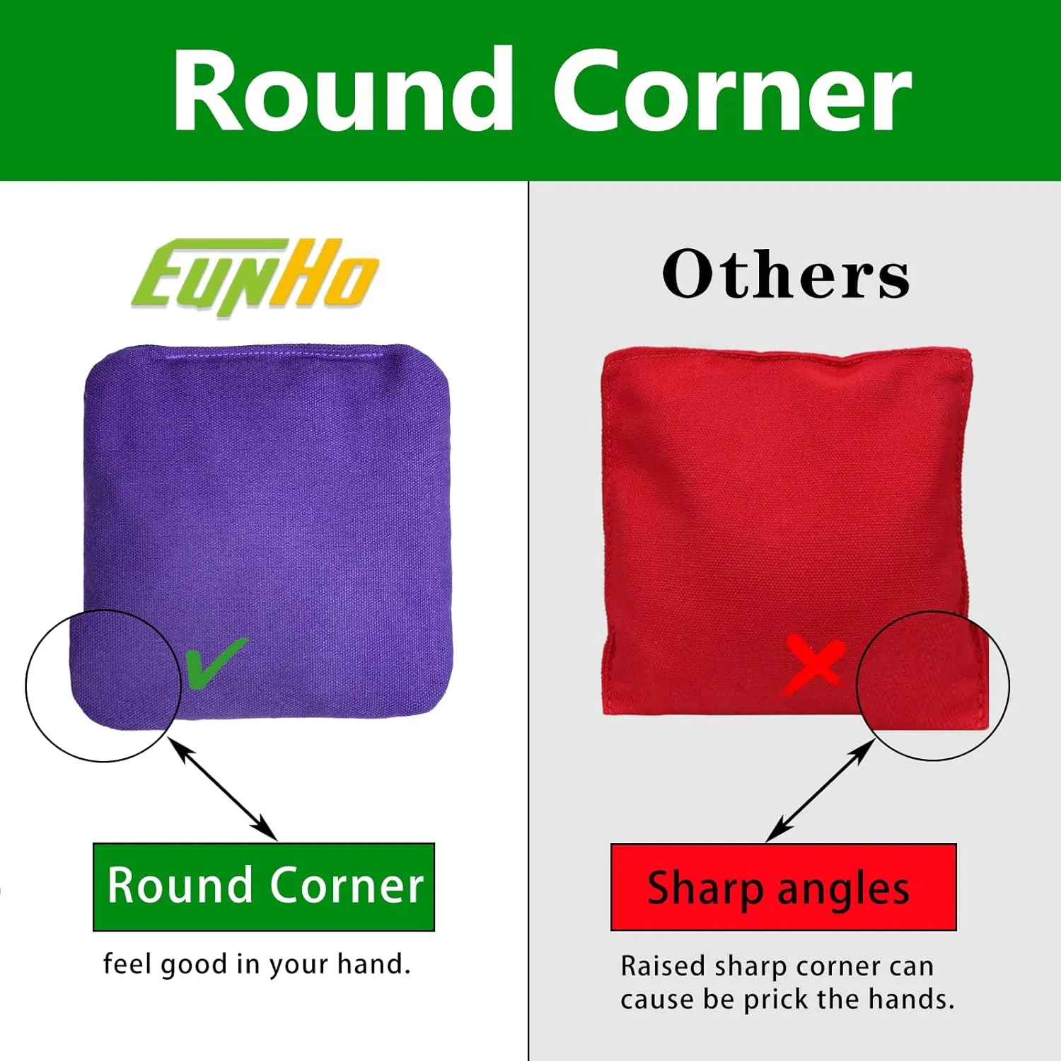 EunHo Regulation Cornhole Bags Set of 8 - Professional Weight Bean Bags with Carry Bag, Weather Resistant Outdoor Game Accessories for Cornhole Toss