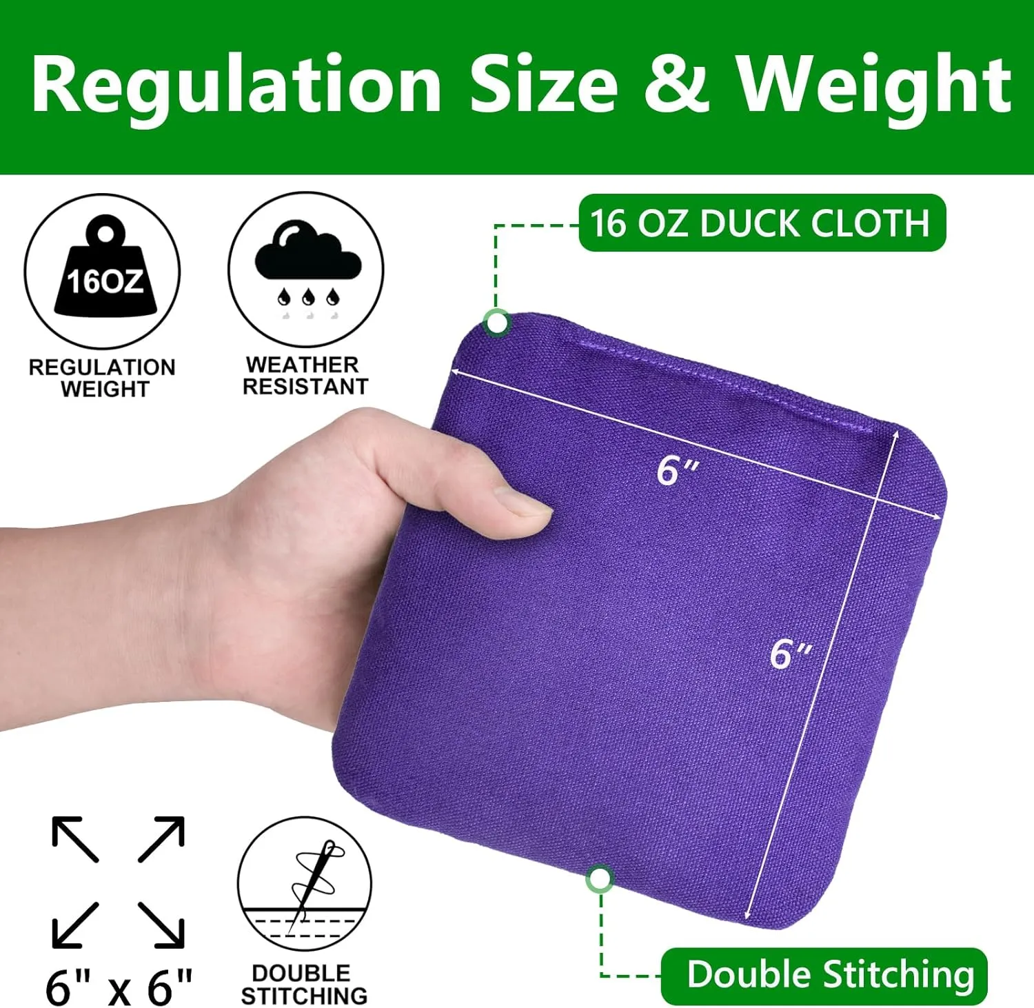 EunHo Regulation Cornhole Bags Set of 8 - Professional Weight Bean Bags with Carry Bag, Weather Resistant Outdoor Game Accessories for Cornhole Toss