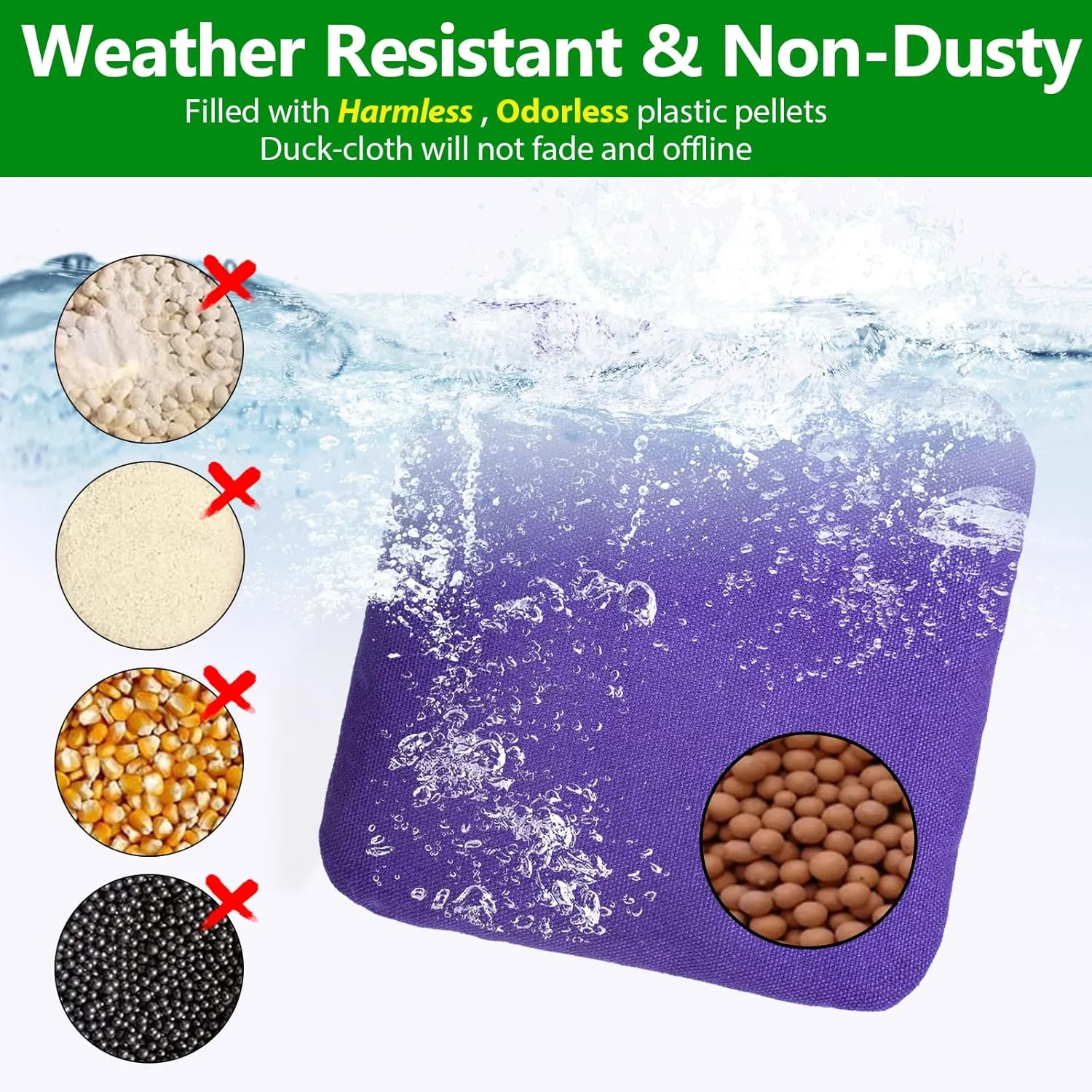 EunHo Regulation Cornhole Bags Set of 8 - Professional Weight Bean Bags with Carry Bag, Weather Resistant Outdoor Game Accessories for Cornhole Toss