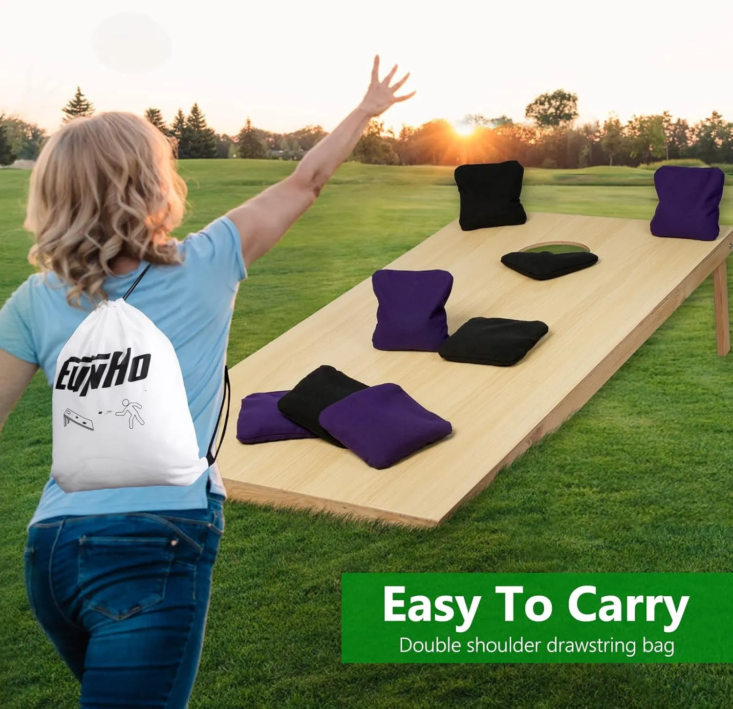 EunHo Regulation Cornhole Bags Set of 8 - Professional Weight Bean Bags with Carry Bag, Weather Resistant Outdoor Game Accessories for Cornhole Toss