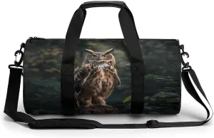 Eurasian Eagle Owl Gym Bag Print Duffle Bag Weekender Travel Overnight Bag Sports Bag for Men Women Gym Swimming Yoga