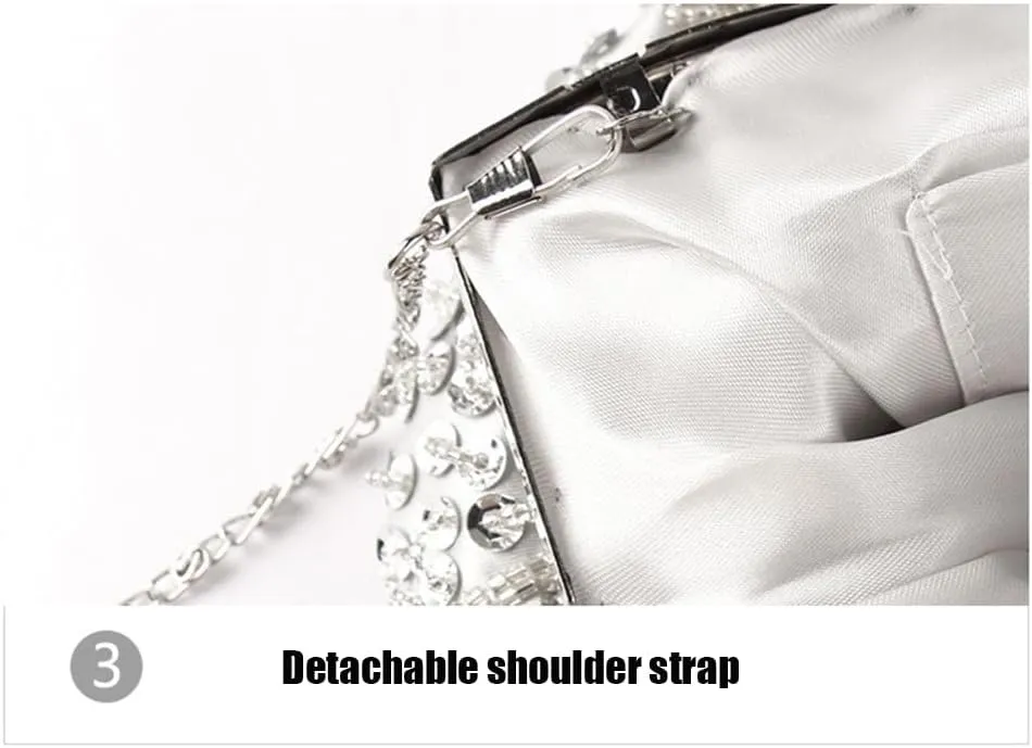 Evening Bag Beaded Sequin Design Flower Evening Purse Large Clutch Bag for Wedding Party Prom
