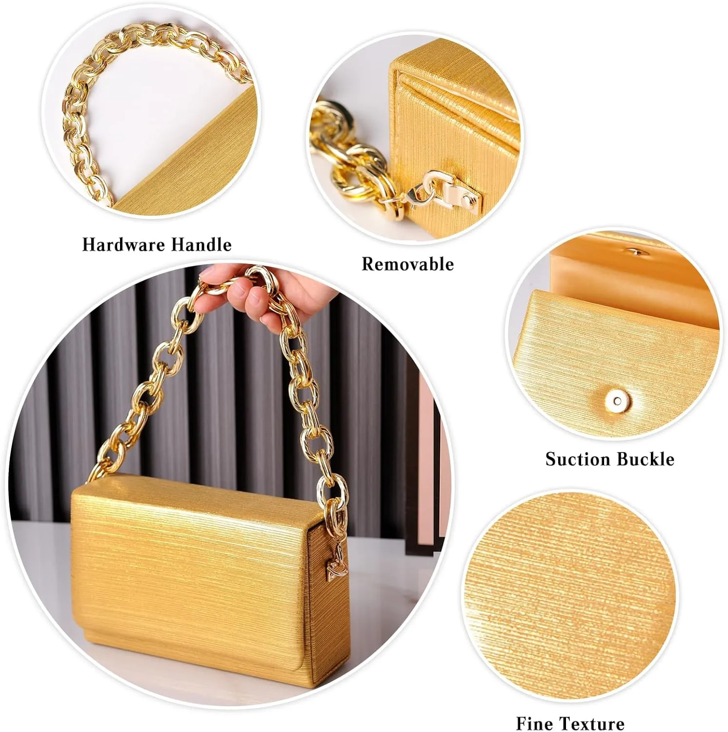 Evening Bag for Women Square Box Clutch Bag Bridal Wedding Purse Sparkly Sequin Handbag Elegant Shoulder Bag