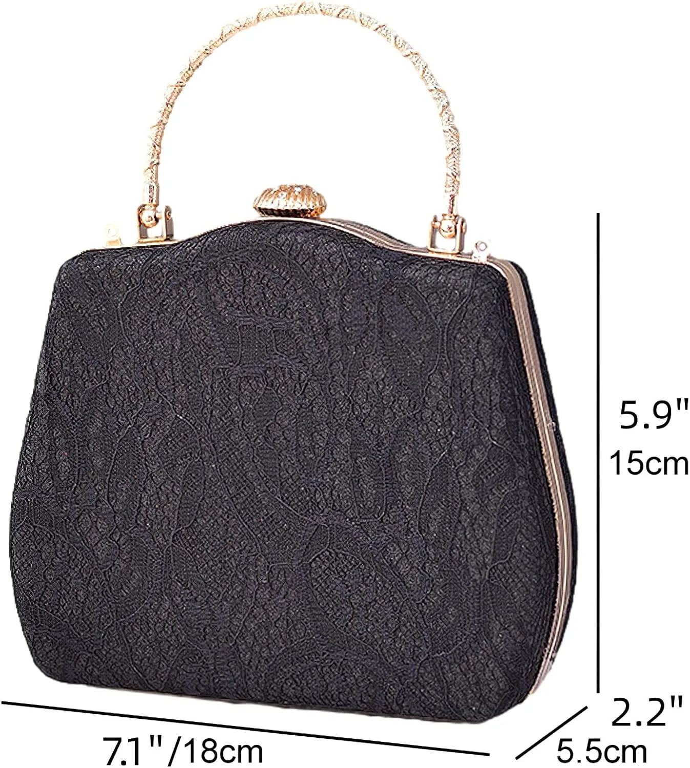 Evening Clutch Purse Bridal Lady Floral Lace PU Hard Shell Crossbody Bag Top Handle Lock Buckle Handbag Wedding Prom