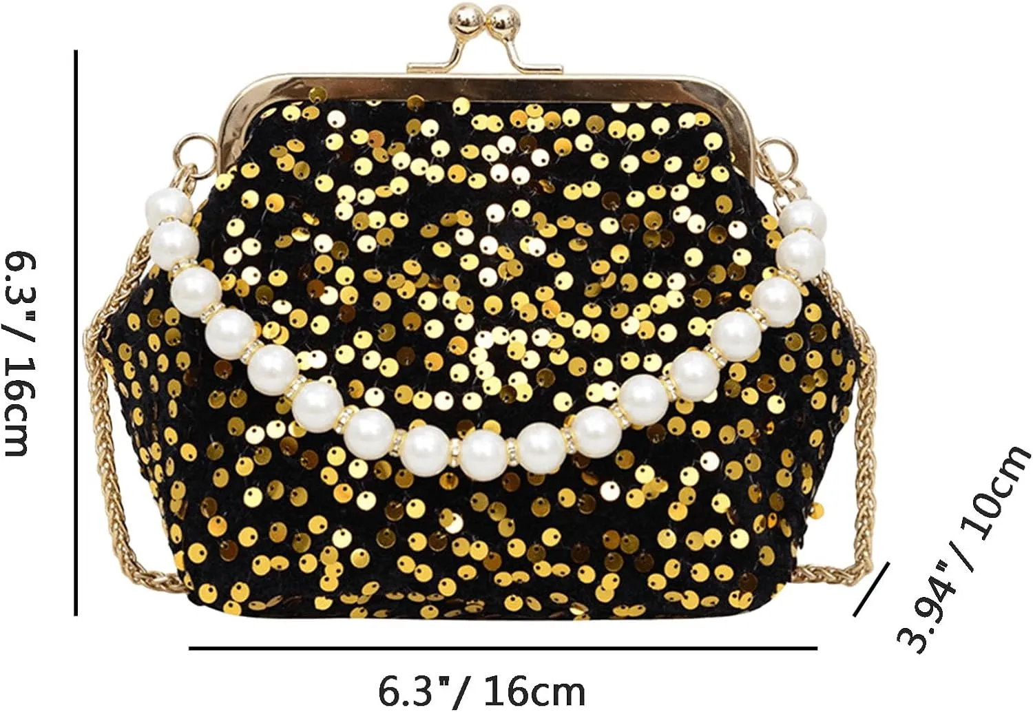Evening Clutch Purses for Women, Glitter Sequin Crossbody Bag, Elegant Evening Handbag with Pearl for Wedding, Prom