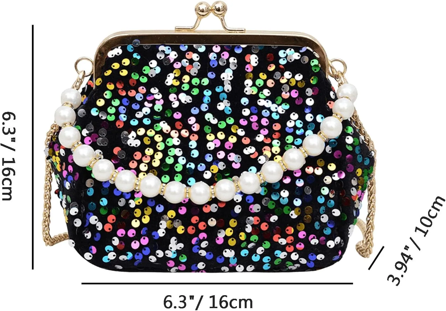 Evening Clutch Purses for Women, Glitter Sequin Crossbody Bag, Elegant Evening Handbag with Pearl for Wedding, Prom