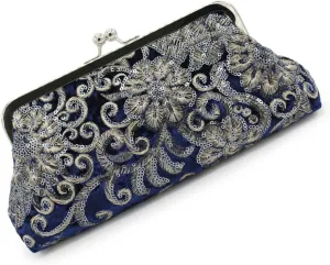 Evening Handbag，Retro Beaded Evening Bag with Embellishments Embroidered Handbag for Women in Black Crossbody Shoulder Bags