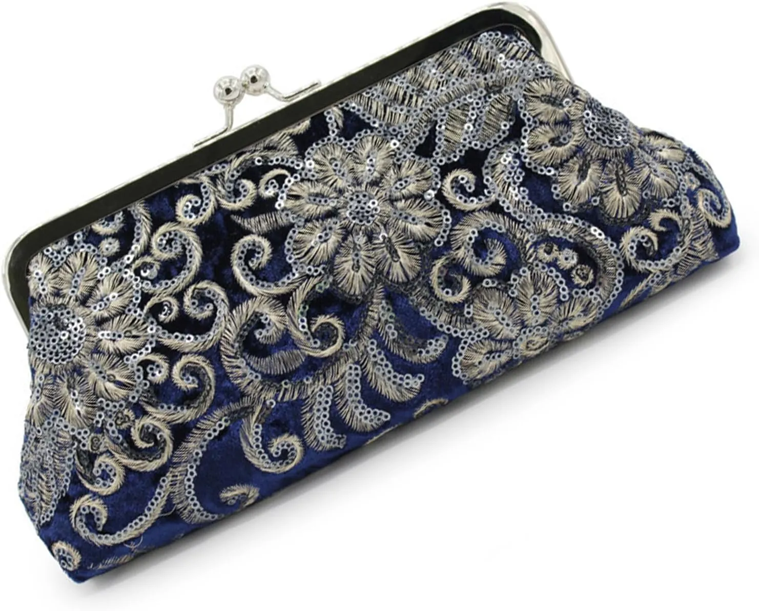 Evening Handbag，Retro Beaded Evening Bag with Embellishments Embroidered Handbag for Women in Black Crossbody Shoulder Bags