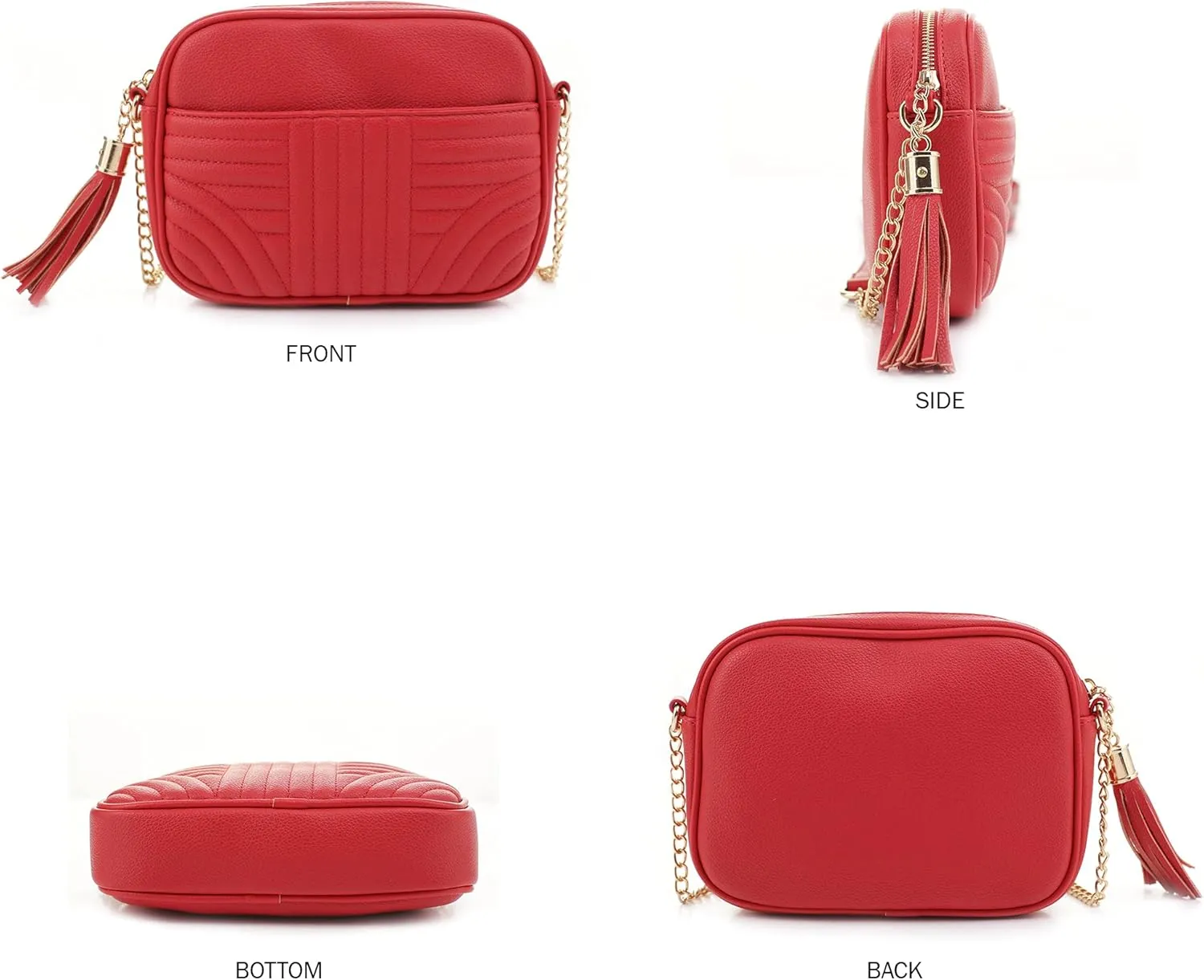 EVVE Quilted Crossbody Bags for Women - Stylish Camera Bag with Tassel - Lightweight Medium Size Shoulder Purse