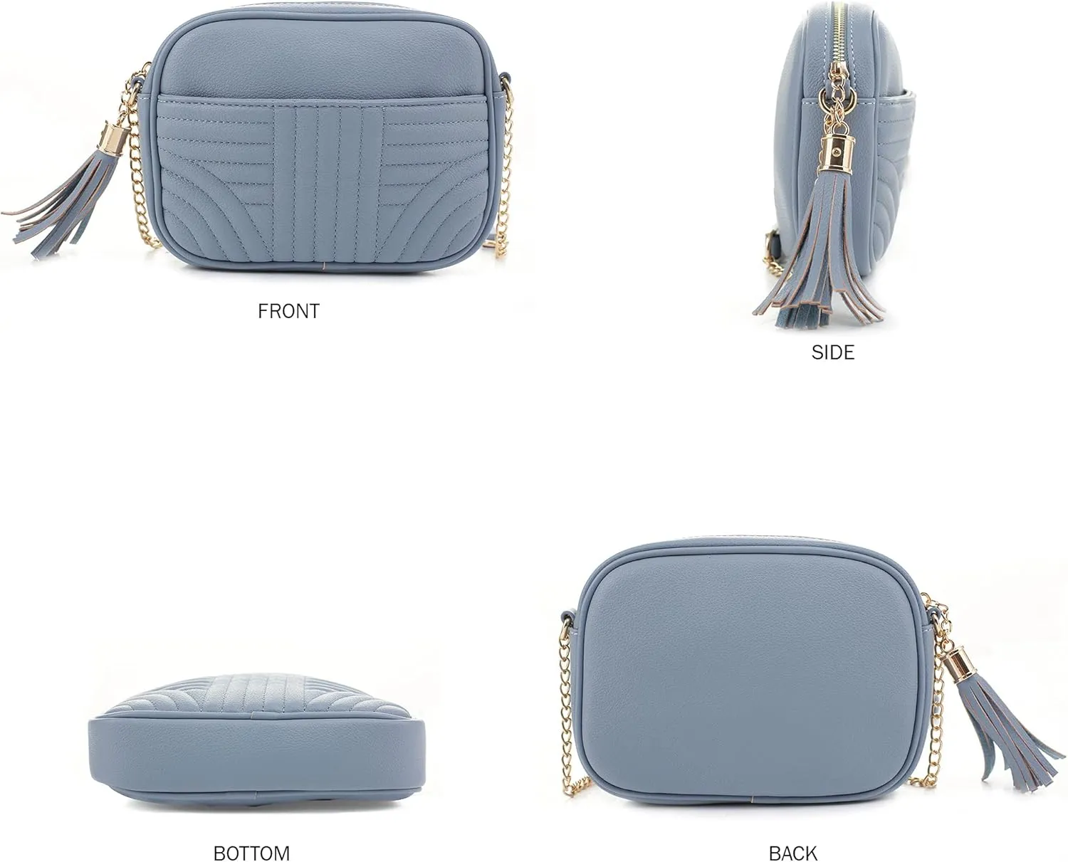 EVVE Quilted Crossbody Bags for Women - Stylish Camera Bag with Tassel - Lightweight Medium Size Shoulder Purse
