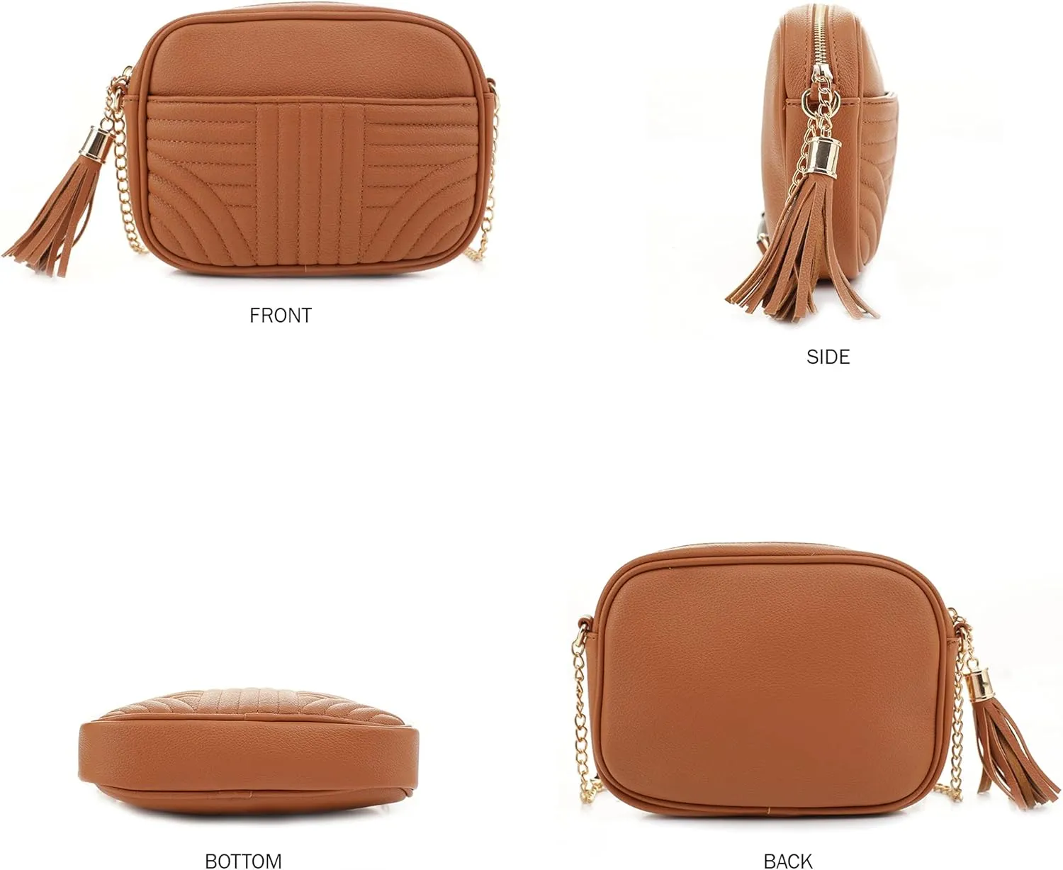 EVVE Quilted Crossbody Bags for Women - Stylish Camera Bag with Tassel - Lightweight Medium Size Shoulder Purse
