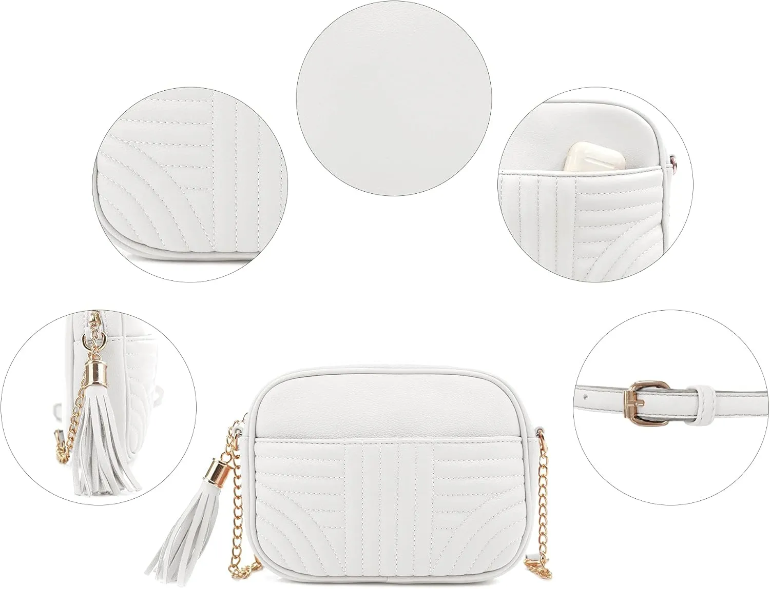 EVVE Quilted Crossbody Bags for Women - Stylish Camera Bag with Tassel - Lightweight Medium Size Shoulder Purse