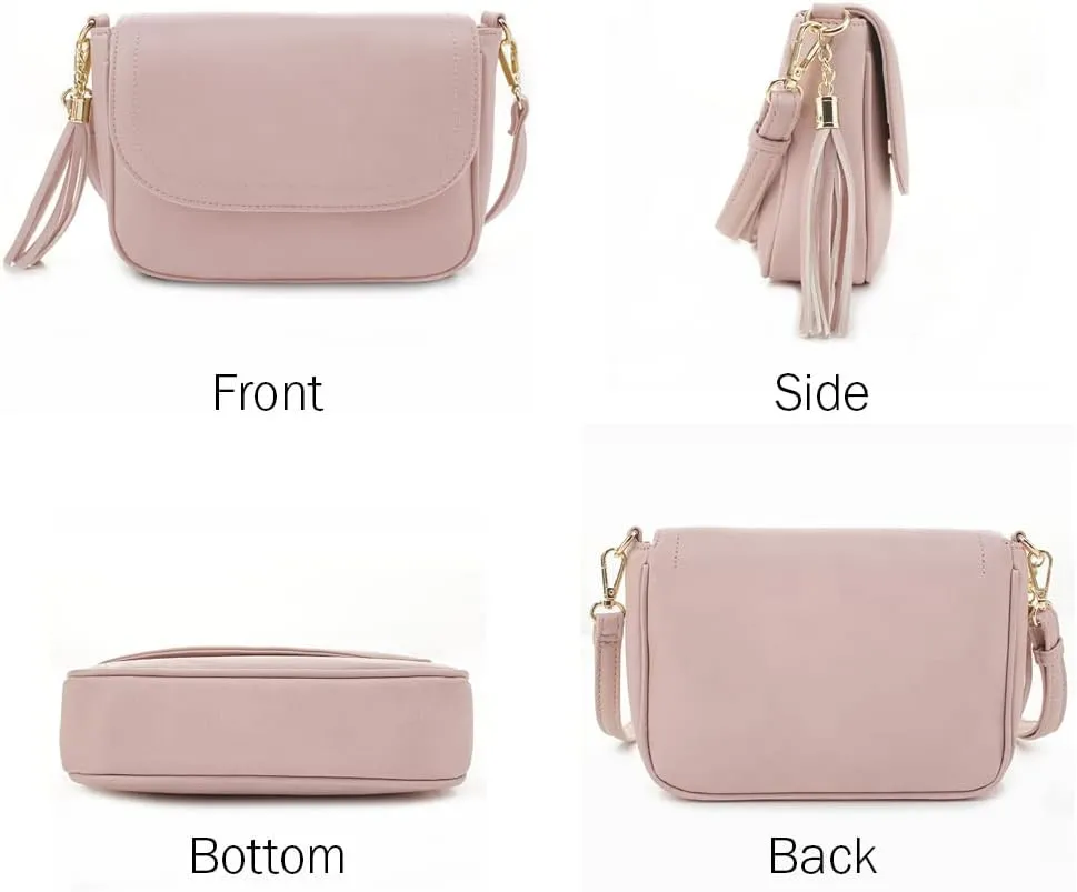 EVVE Small Crossbody Bags for Women Trendy Flap Saddle Purses with Tassel Vegan leather Shoulder bag
