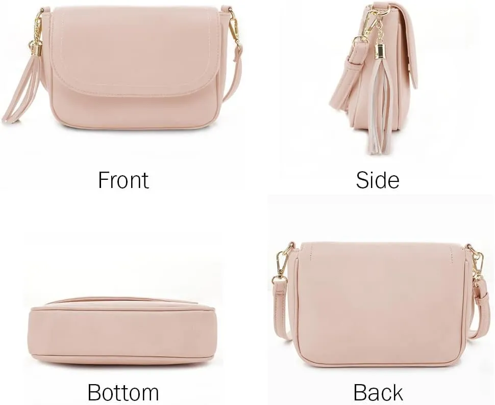 EVVE Small Crossbody Bags for Women Trendy Flap Saddle Purses with Tassel Vegan leather Shoulder bag