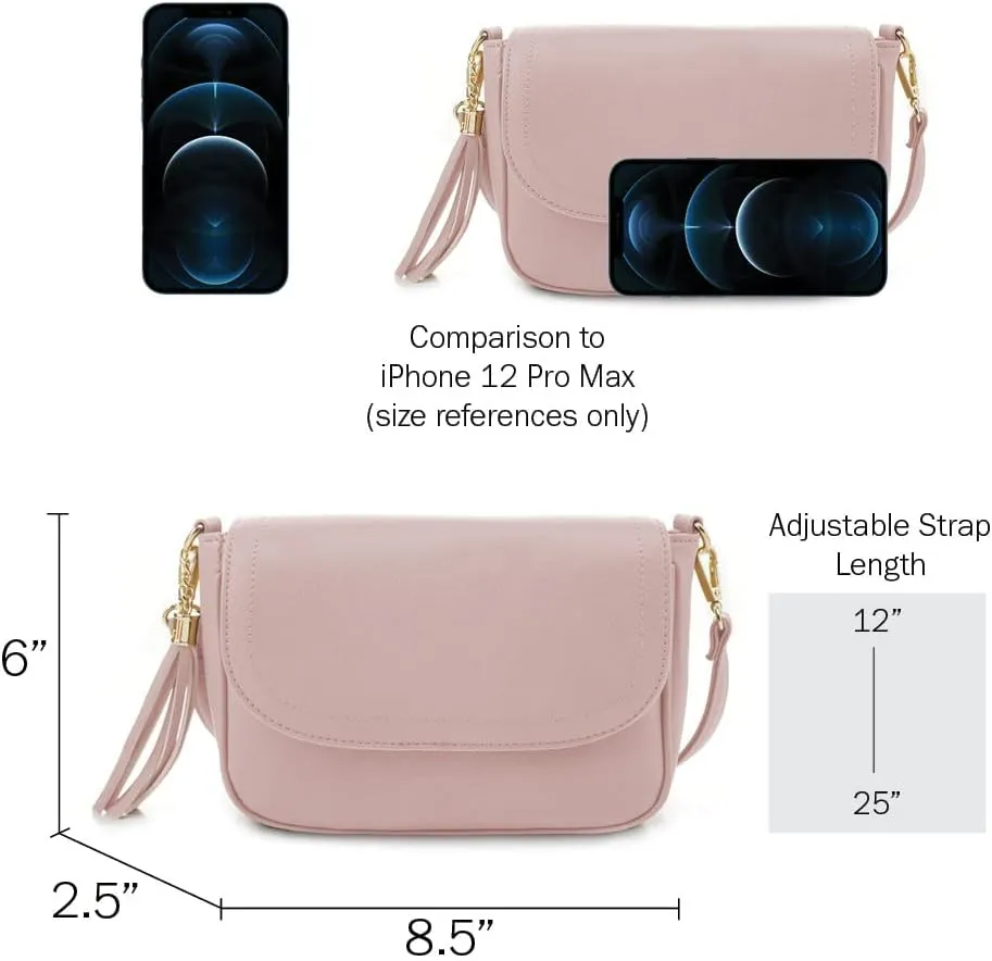 EVVE Small Crossbody Bags for Women Trendy Flap Saddle Purses with Tassel Vegan leather Shoulder bag
