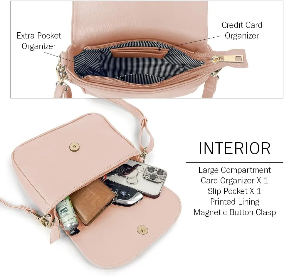 EVVE Small Crossbody Bags for Women Trendy Flap Saddle Purses with Tassel Vegan leather Shoulder bag