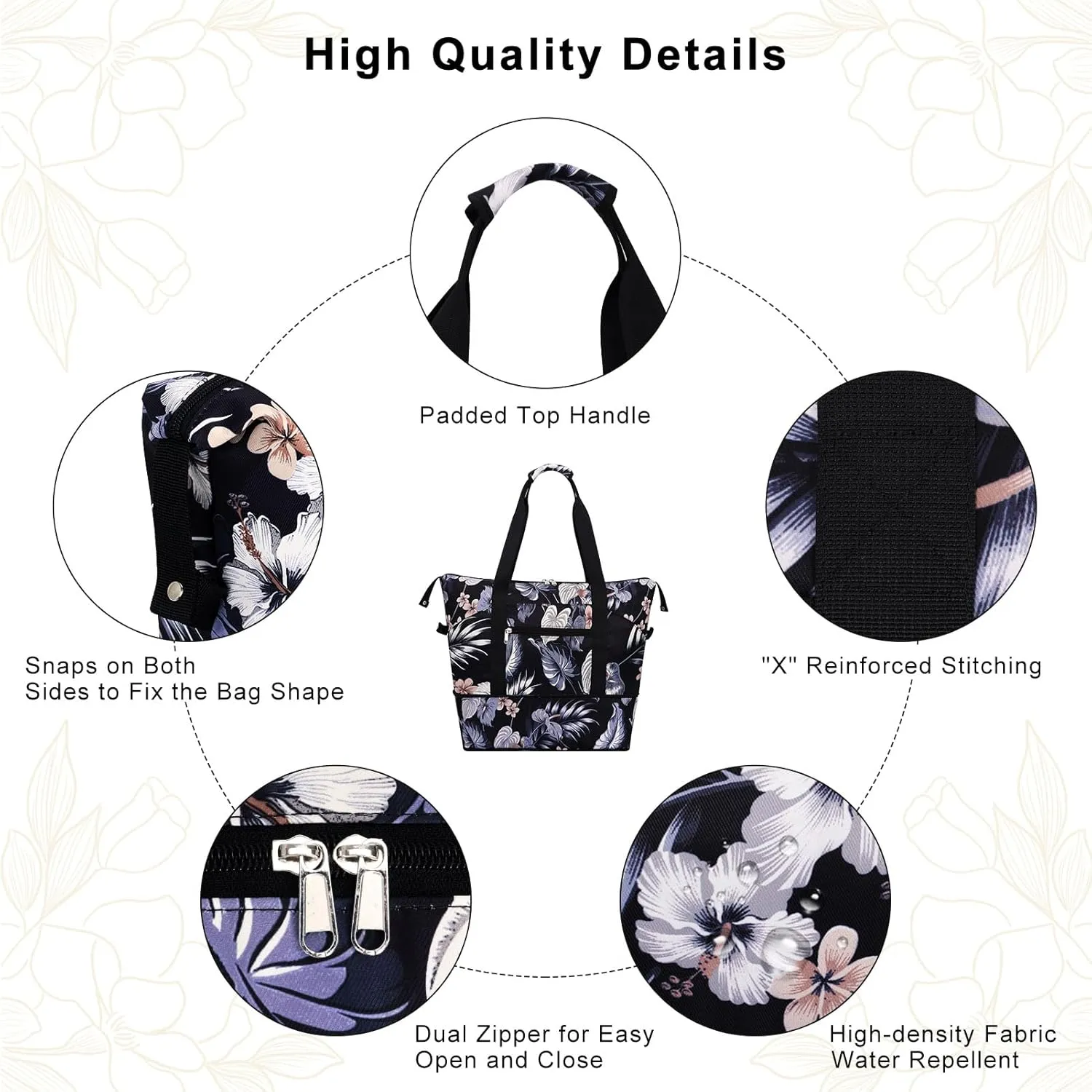 Expandable Duffel Bag for Women with Trolley Sleeve/Wet Pocket Weekender Travel Tote Large Carry On Overnight Luggage