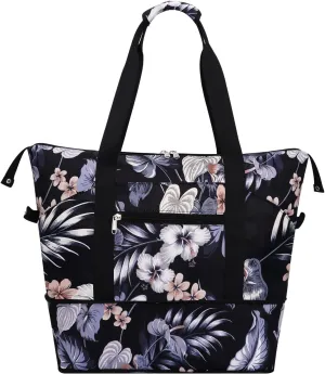 Expandable Duffel Bag for Women with Trolley Sleeve/Wet Pocket Weekender Travel Tote Large Carry On Overnight Luggage