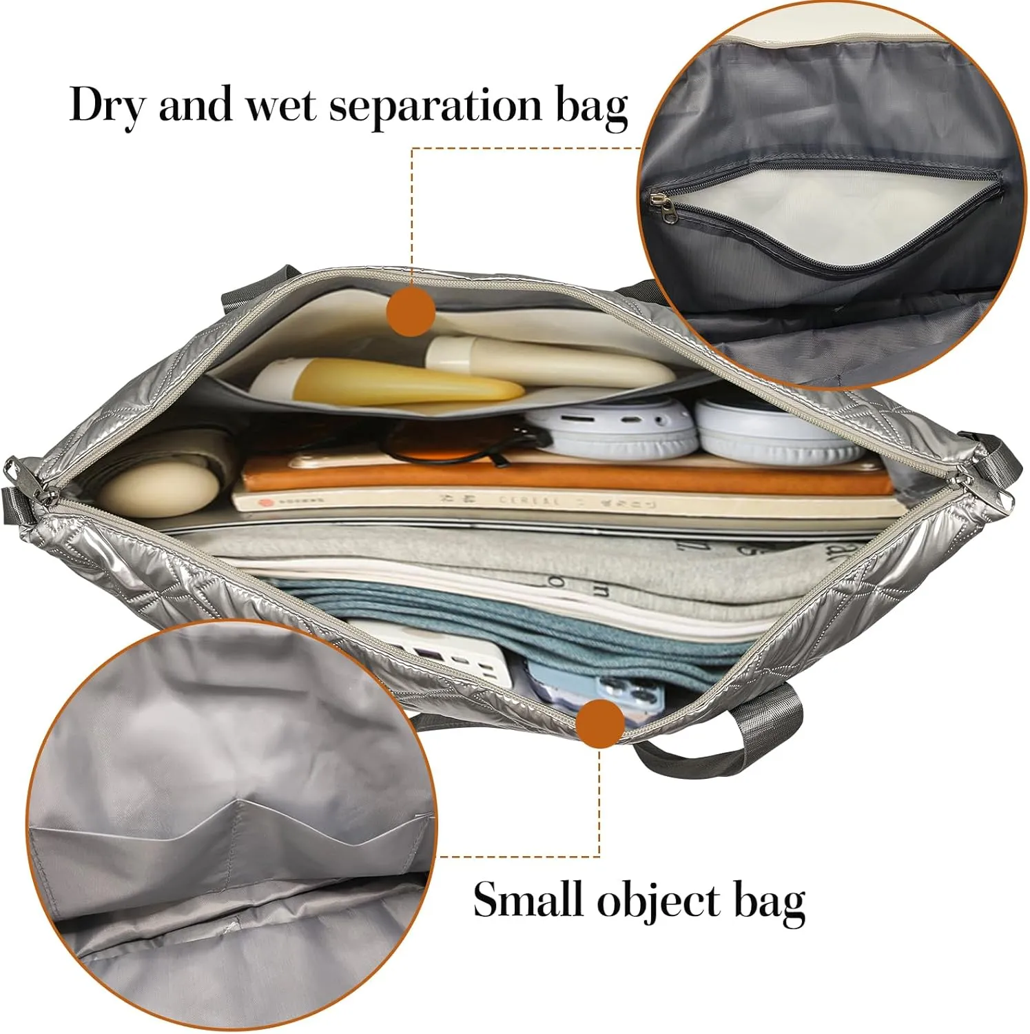 Expandable Duffel Rolling Mommy Travel Luggage Convertible Gym Weekend Bag for Women (Silver)