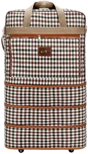 Expandable Extra Large Travel Nylon Duffel Bag with Wheels Waterproof Lightweight Travelling Foldable Suitcase