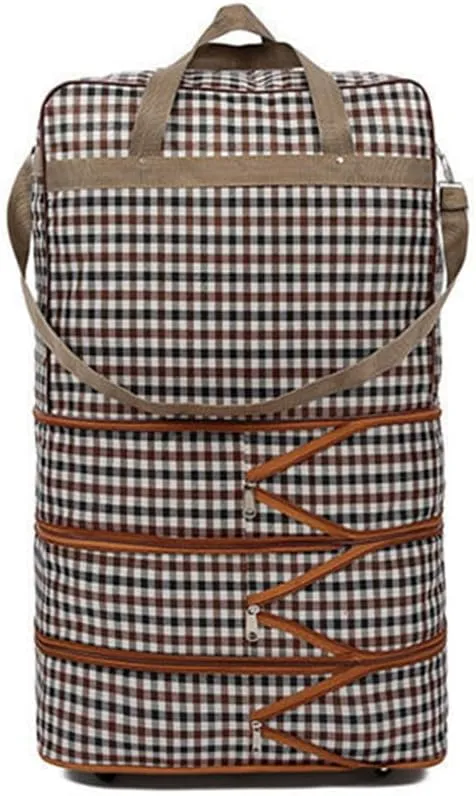 Expandable Extra Large Travel Nylon Duffel Bag with Wheels Waterproof Lightweight Travelling Foldable Suitcase