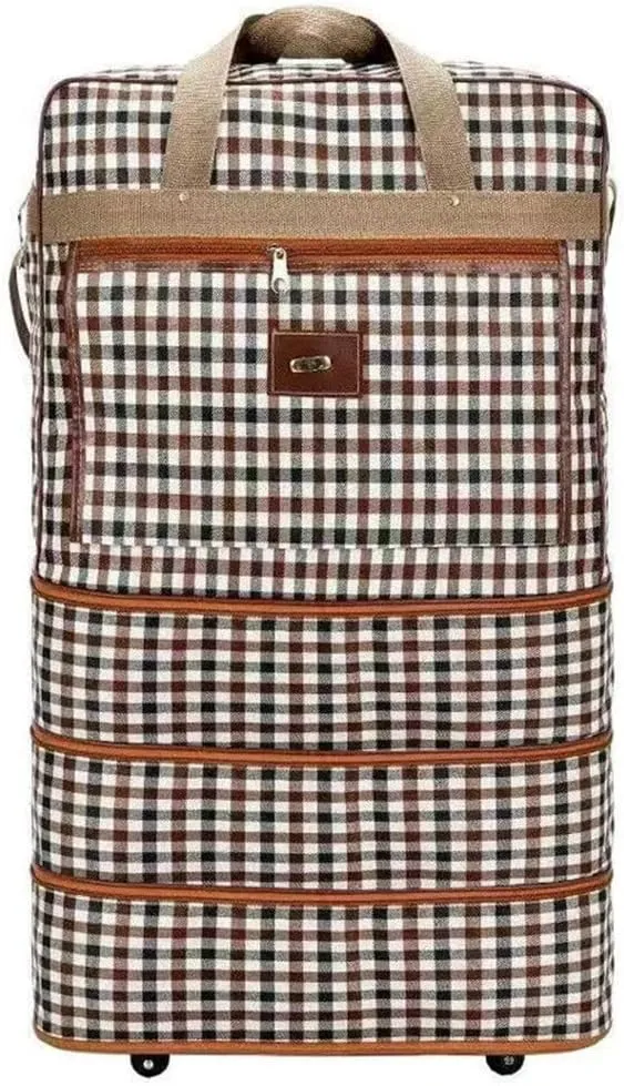 Expandable Extra Large Travel Nylon Duffel Bag with Wheels Waterproof Lightweight Travelling Foldable Suitcase