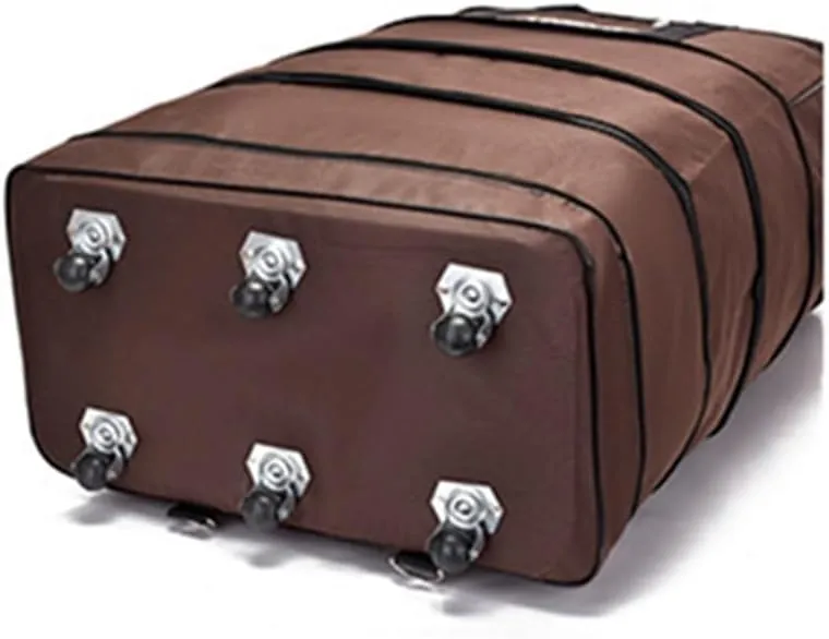 Expandable Extra Large Travel Oxford Duffel Bag with Wheels Waterproof Lightweight Traveling Foldable Suitcase (Brown, L - 6 wheels)