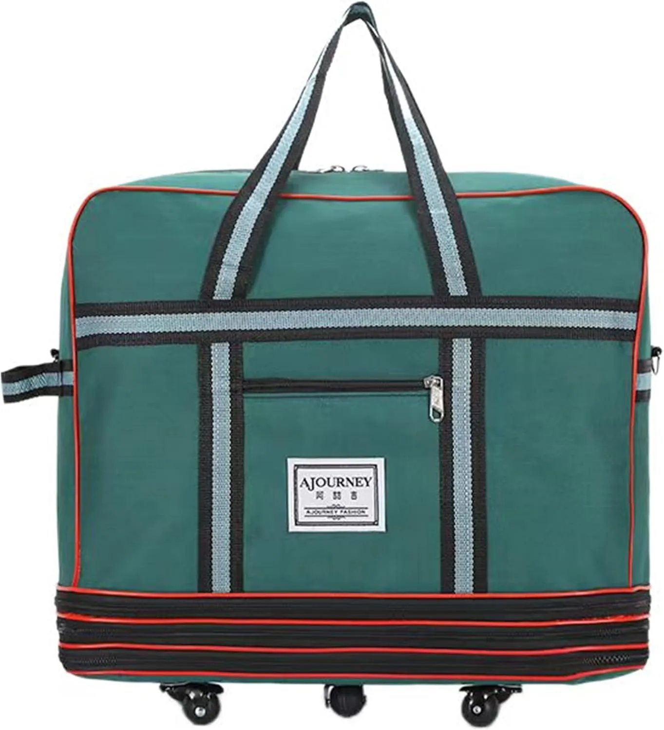 Expandable Extra Large Travel Oxford Duffel Bag with Wheels Waterproof Lightweight Traveling Foldable Suitcase (Green)