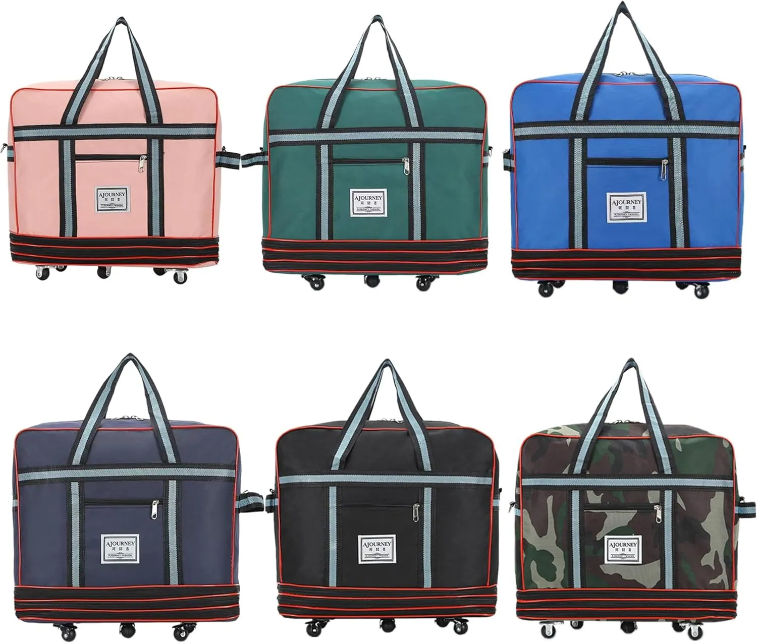 Expandable Extra Large Travel Oxford Duffel Bag with Wheels Waterproof Lightweight Traveling Foldable Suitcase (Green)