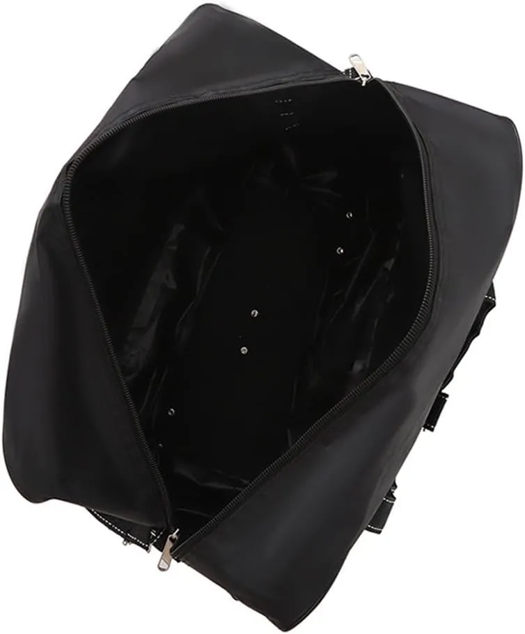 Expandable Extra Large Travel Oxford Duffel Bag with Wheels Waterproof Lightweight Traveling Foldable Suitcase (L, Black)