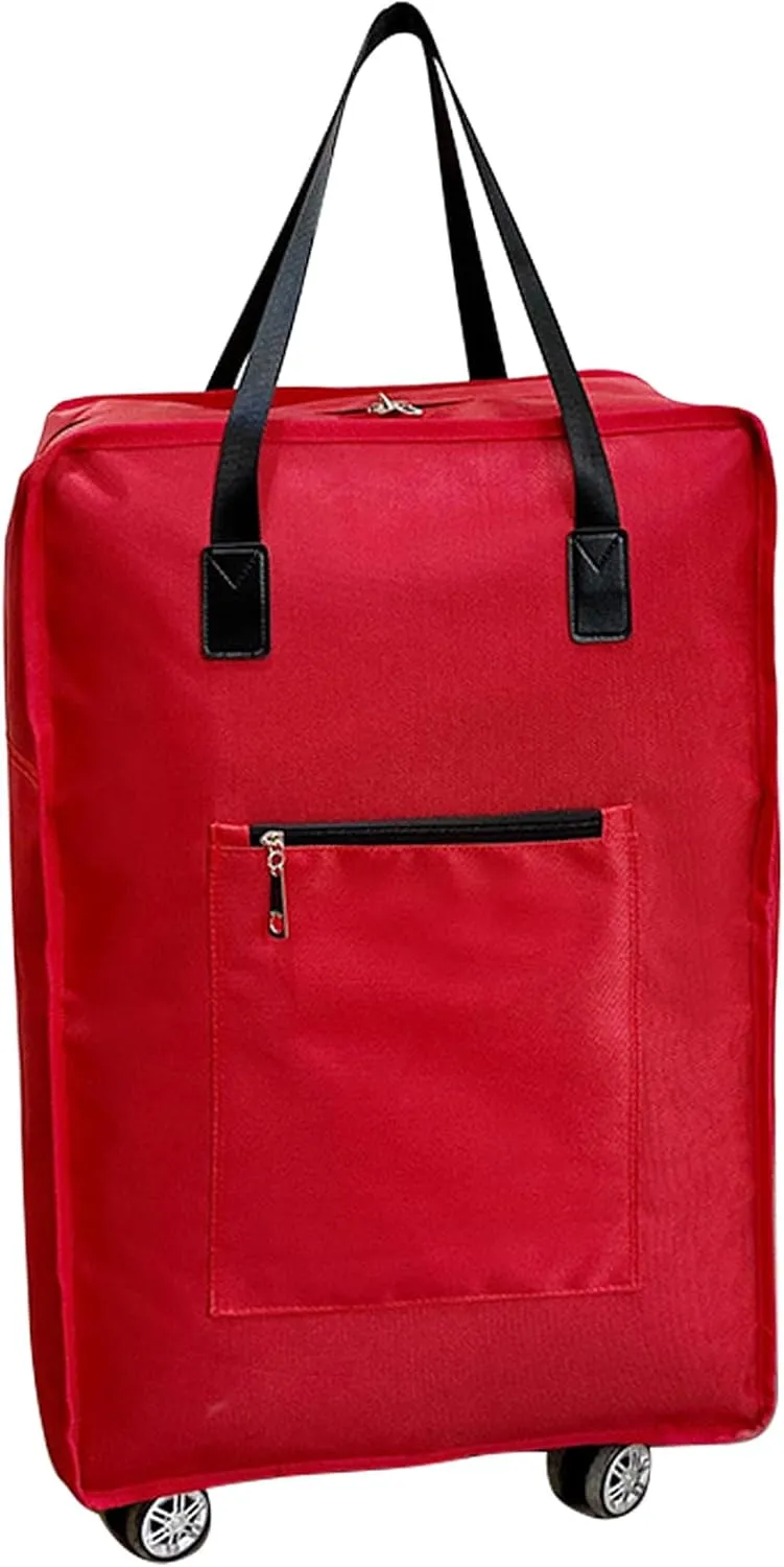 Expandable Foldable Duffel Bag with Wheels Rolling Duffle Bag Luggage Bag Carry on Bag Lightweight Suitcases, Red