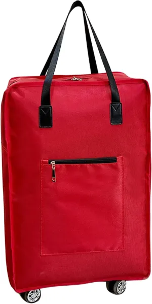 Expandable Foldable Duffel Bag with Wheels Rolling Duffle Bag Luggage Bag Carry on Bag Lightweight Suitcases, Red