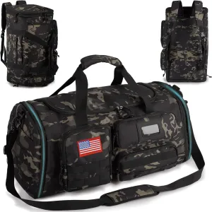 Expandable Gym Bag For Men,Tactical Large 3 in 1 Sports Duffle Bag With Shoes Compartment,Water Resistant Sports Gym Tote Bags Multi-functional Weekend Travel Backpack Overnight Bag
