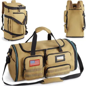 Expandable Gym Bag For Men,Tactical Large 3 in 1 Sports Duffle Bag With Shoes Compartment,Water Resistant Sports Gym Tote Bags Multi-functional Weekend Travel Backpack Overnight Bag